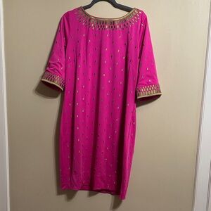 Elegant Pink Dress with Gold Accents